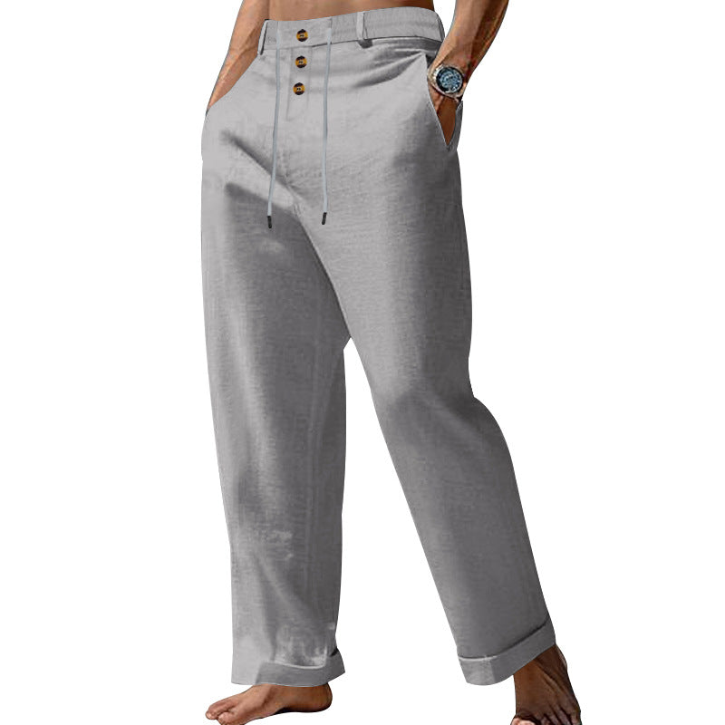 Cotton-Linen Straight Chinos 6