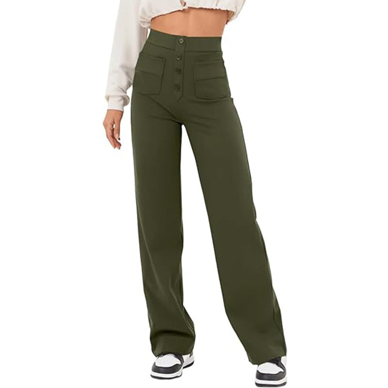 Zadie High Waist Wide Leg Pants — Army Green