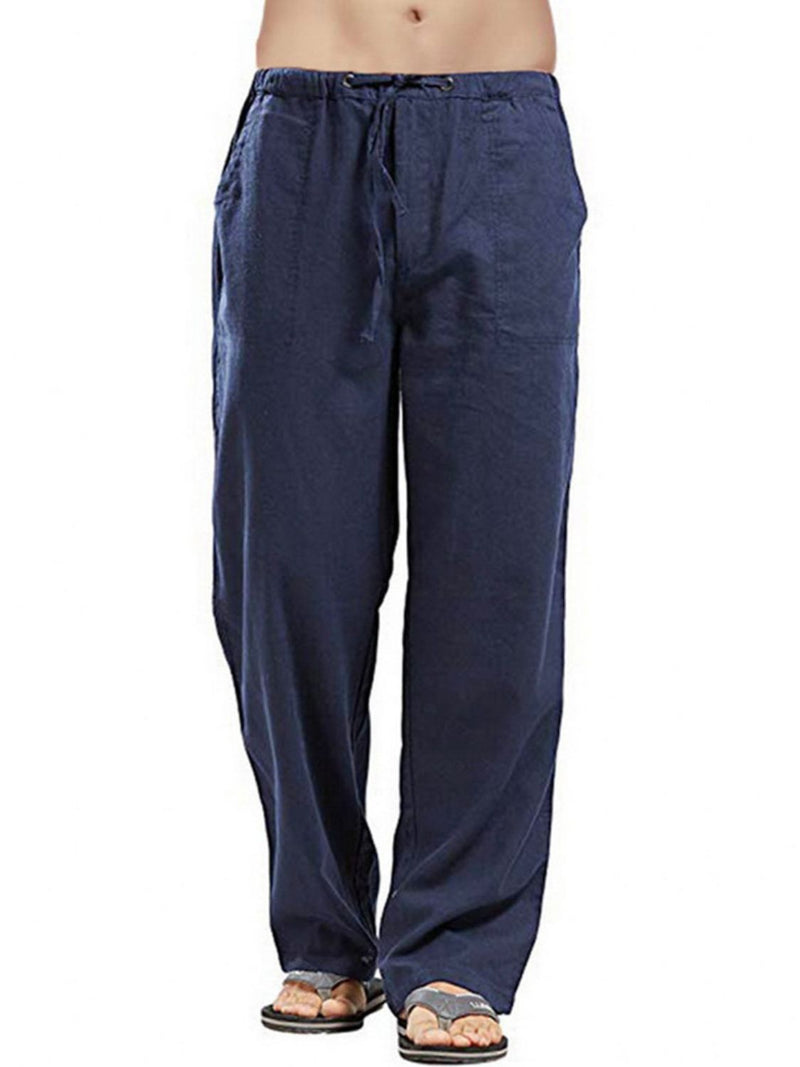 Men's Full Size Drawsting Straight Leg Pants Plus Size Navy