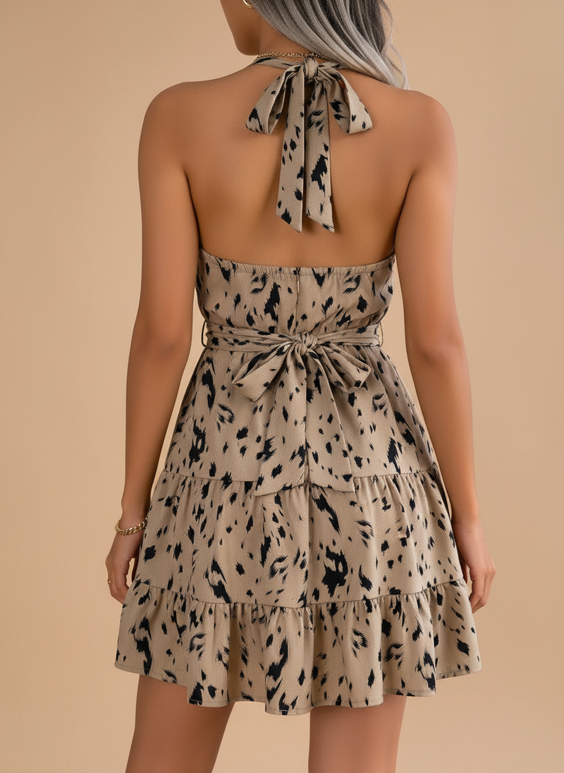 Briar Leopard Ruffle Swing Dress — vista trasera