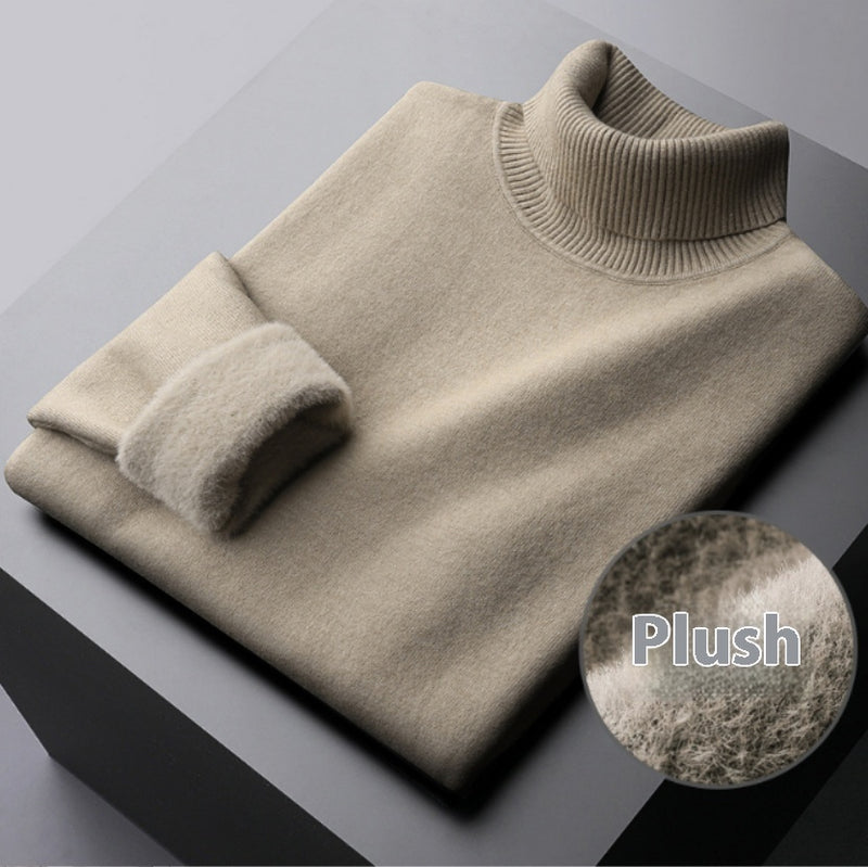 Talia Fleece Turtleneck Sweater — Camel color
