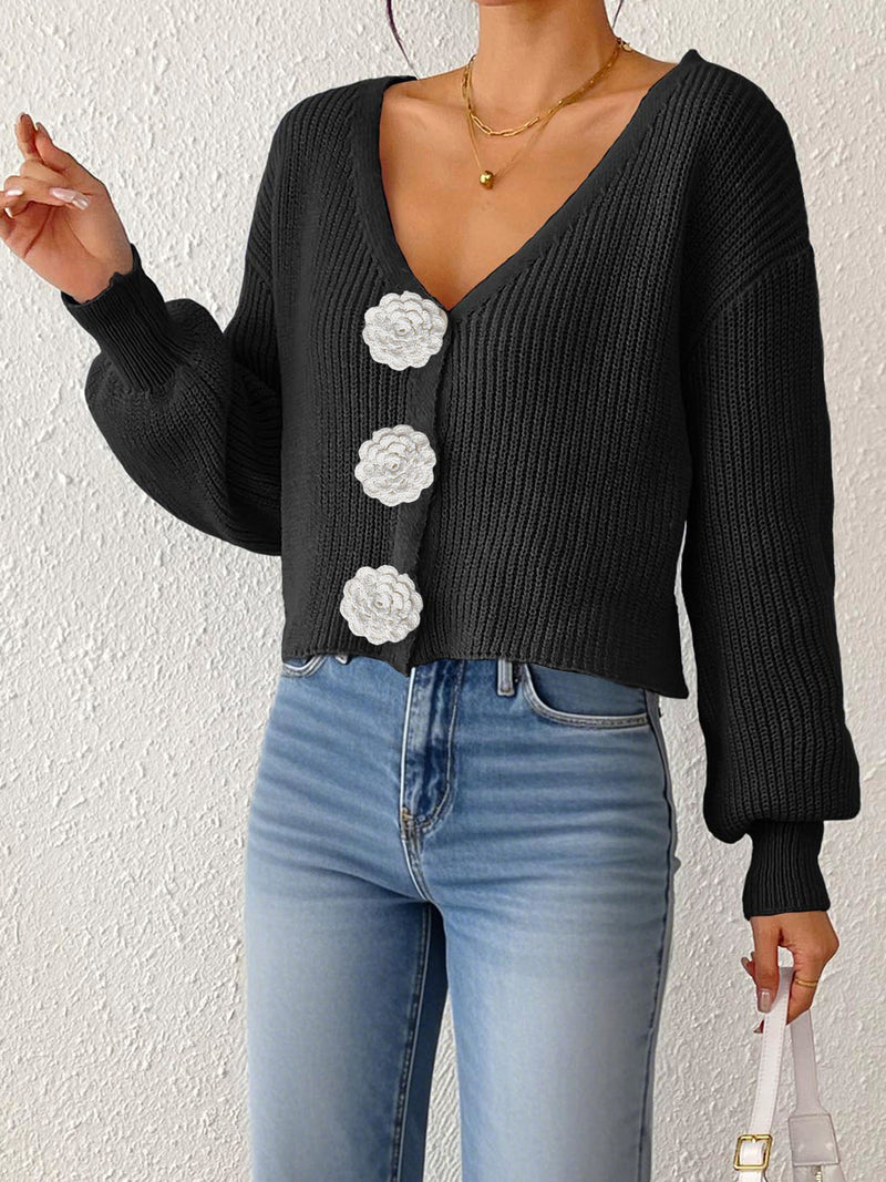 Faye Camellia-Button Knit Sweater 4