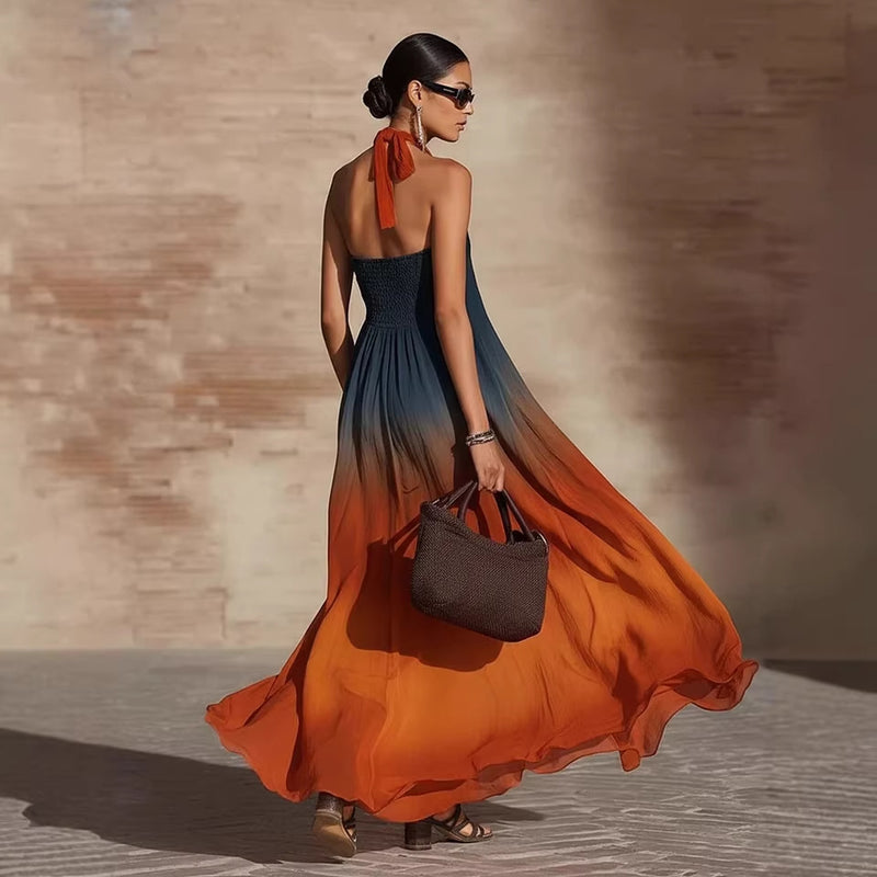 Sunset Ombre Halter Maxi