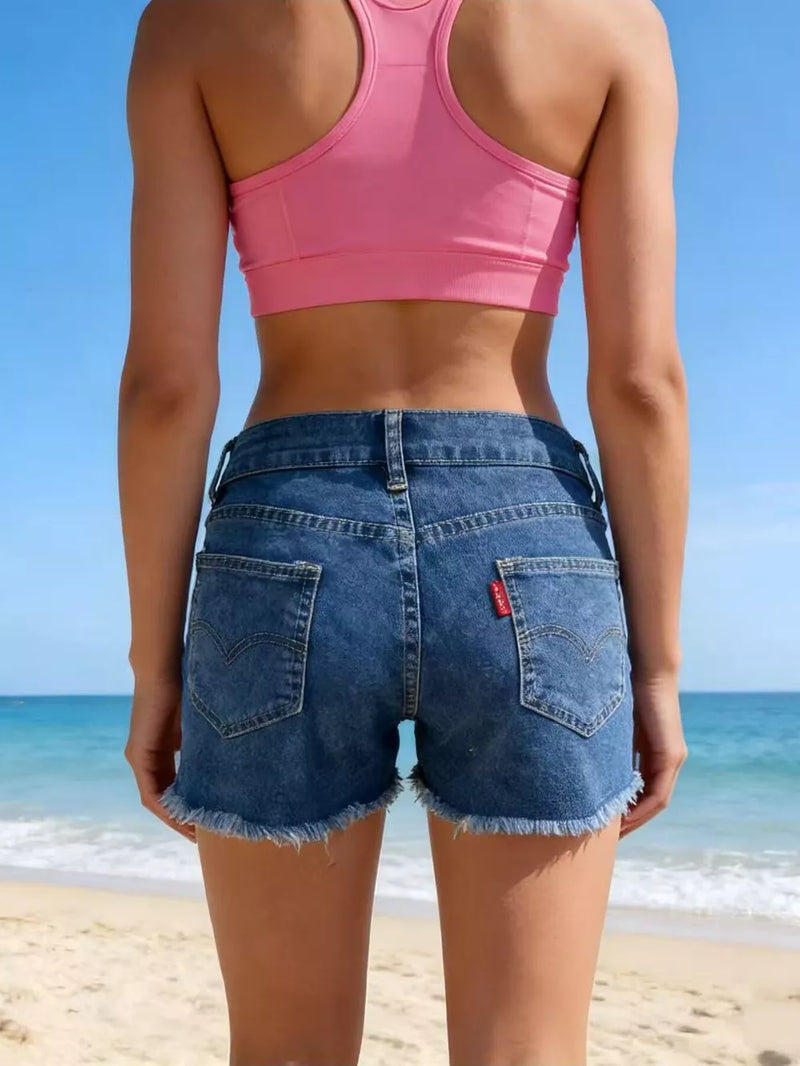 Raw Hem Denim Shorts 5