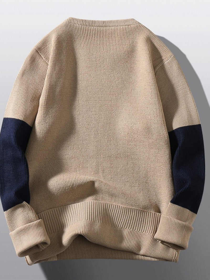Men's Plus Size Color Block Round Neck Sweater 2