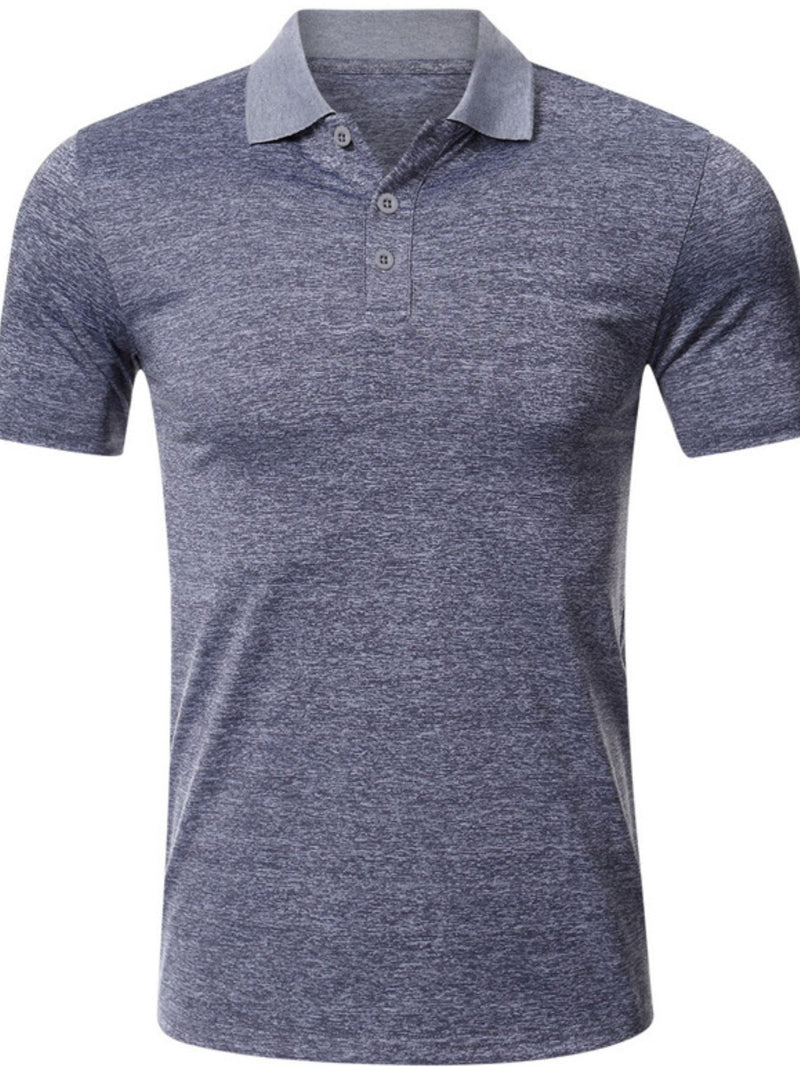 Men's Classic Heathered Polo Shirt With Contrast Collar 6