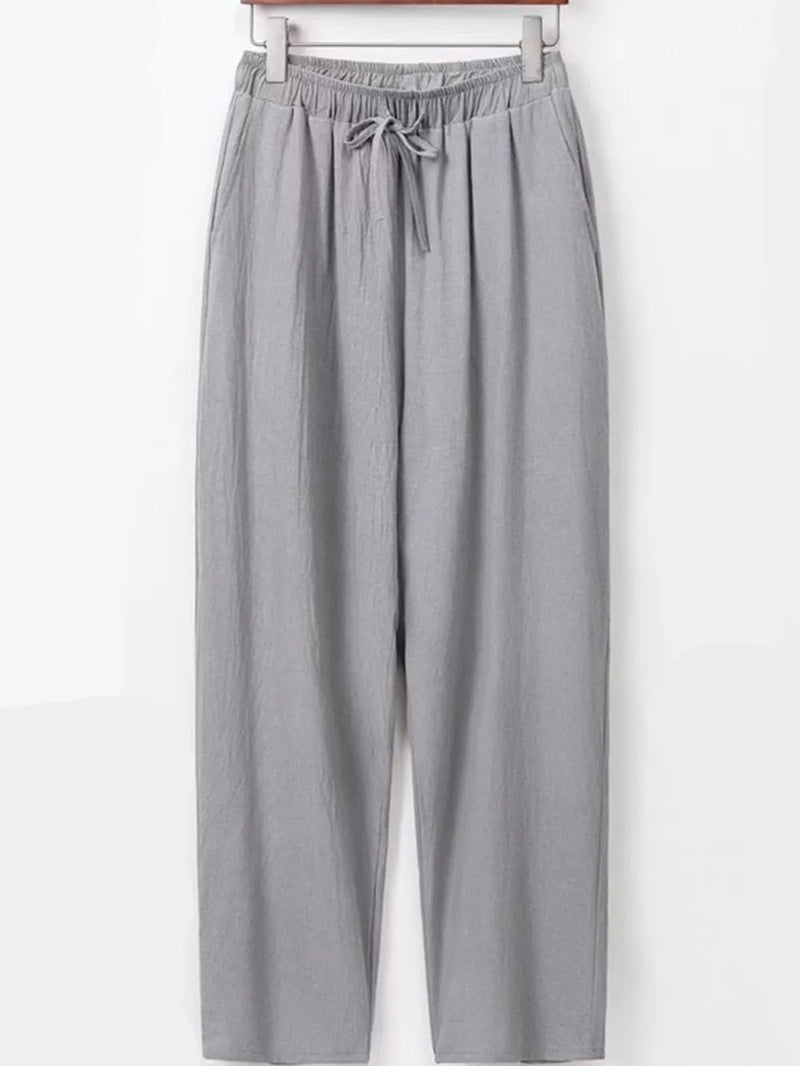 Men's Plus Size Drawstring Wide Leg Pants | Hazel & June Grey