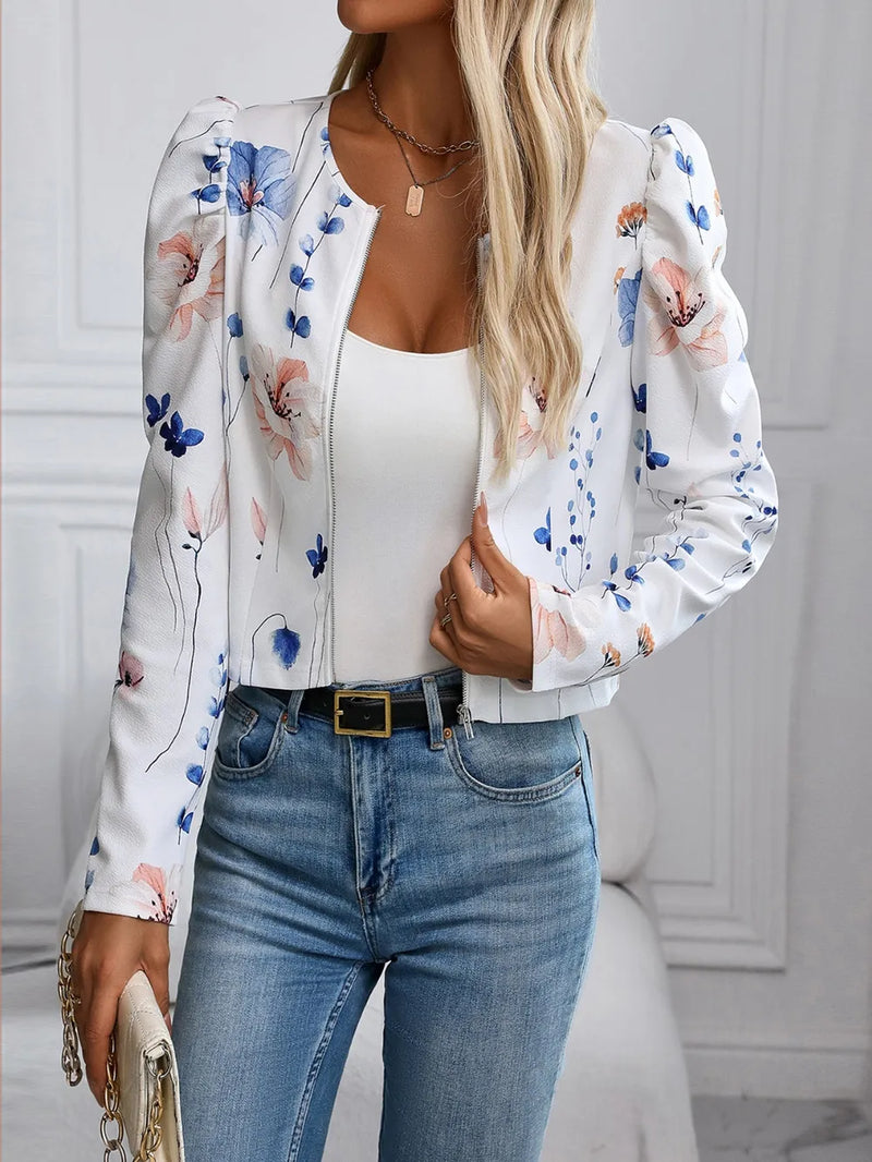 Printed Zip Up Long Sleeve Jacket 1