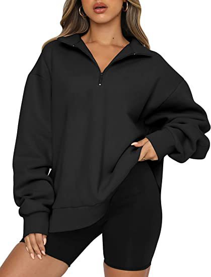 Sloane Zip-Collar Sweatshirt — Black