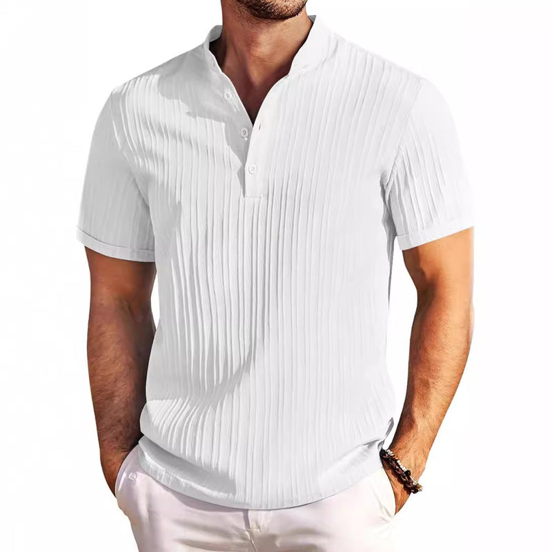 Atlas Striped Short Sleeve Polo — White
