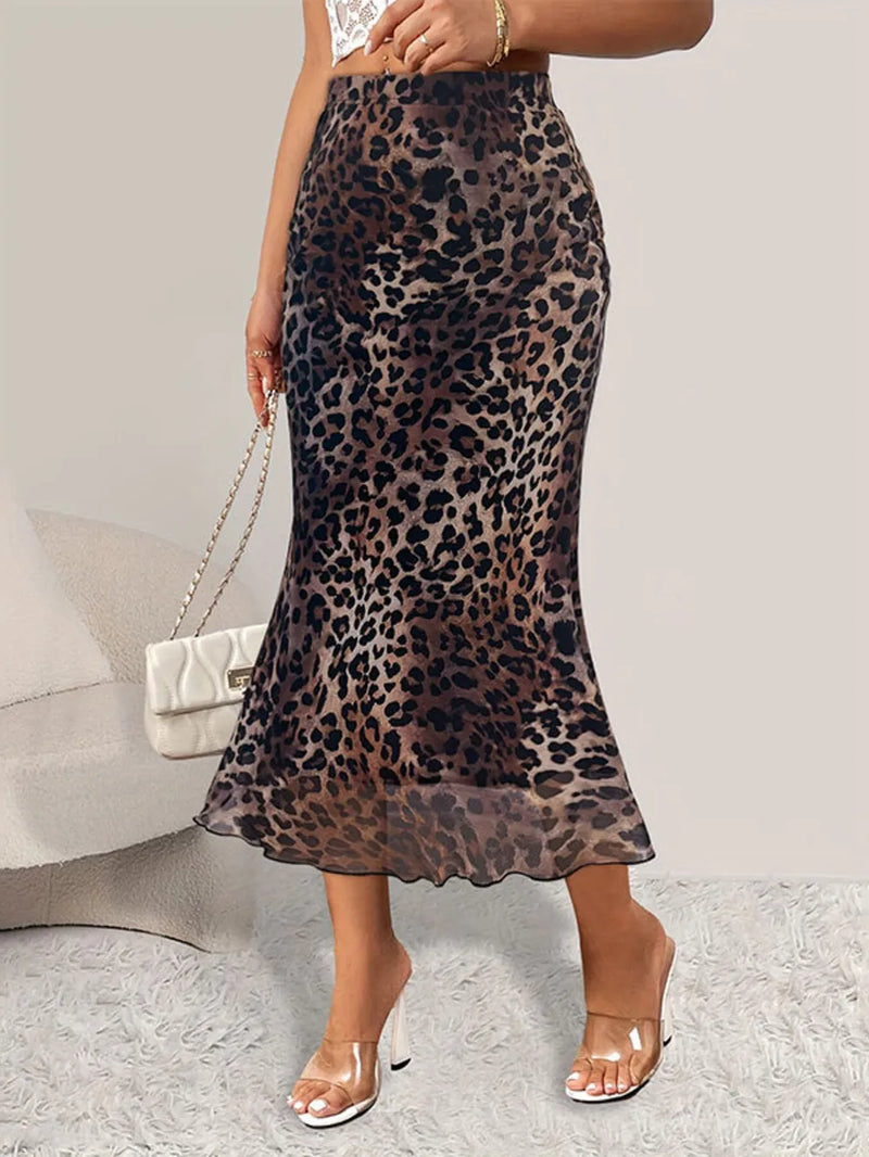 Leopard Print Midi Mermaid Skirt 3