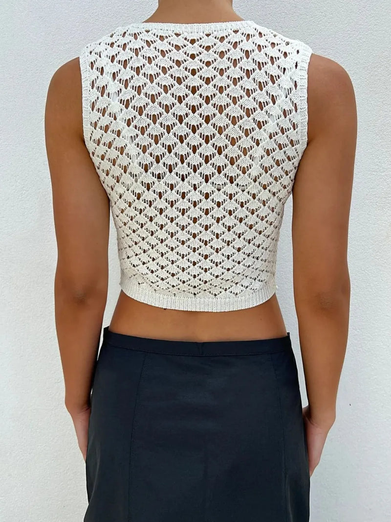 Openwork V-Neck Sweater Vest 5