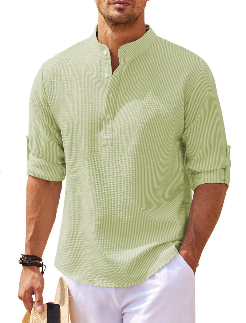 Stone Stand Collar Shirt — Green