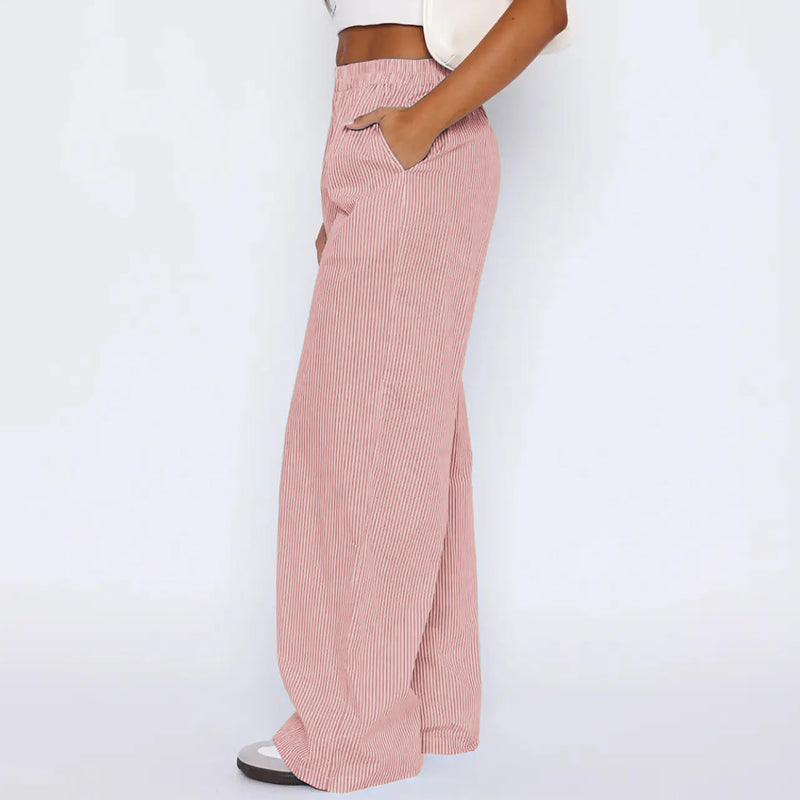 Lena Striped Pocket Pants — Red