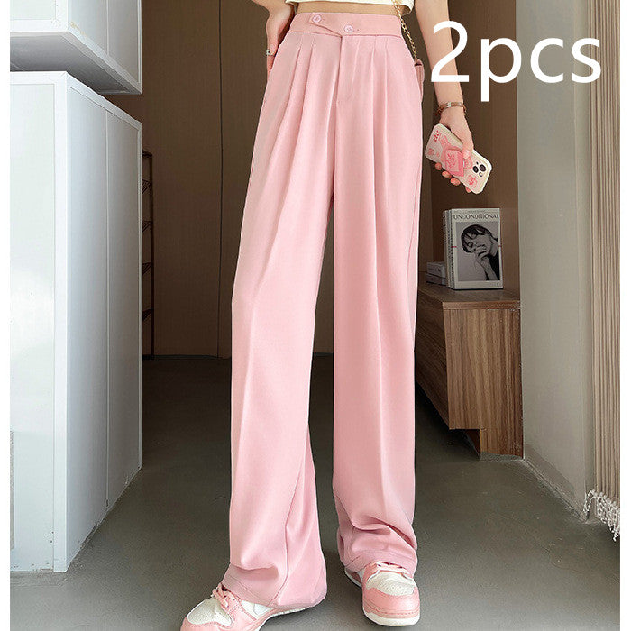 Clara Drape Wide Leg Pants — Pink 2pcs