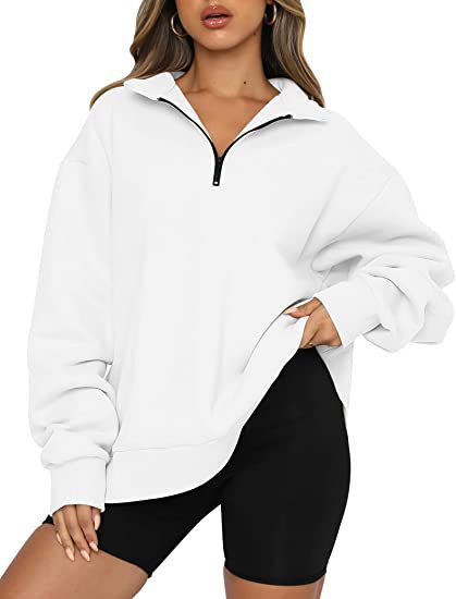 Sloane Zip-Collar Sweatshirt — White