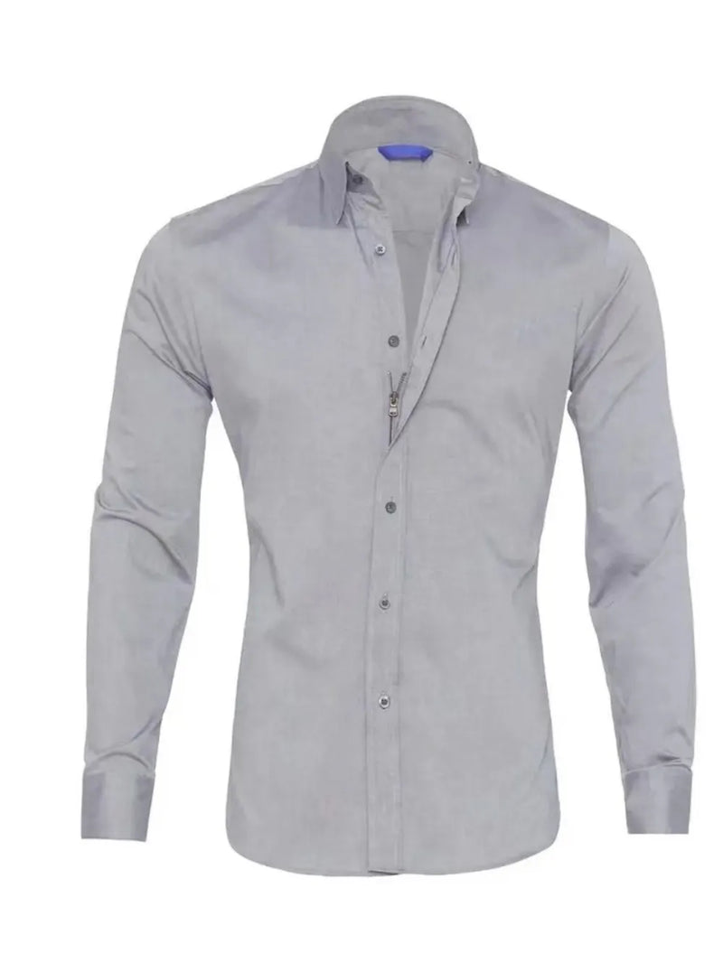 Men's Full Size Classic Button-Down Long Sleeve Business Shirt Plus Size 1