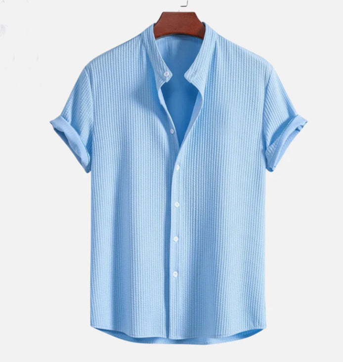 Cole Short-Sleeve Camp Shirt — Light Blue