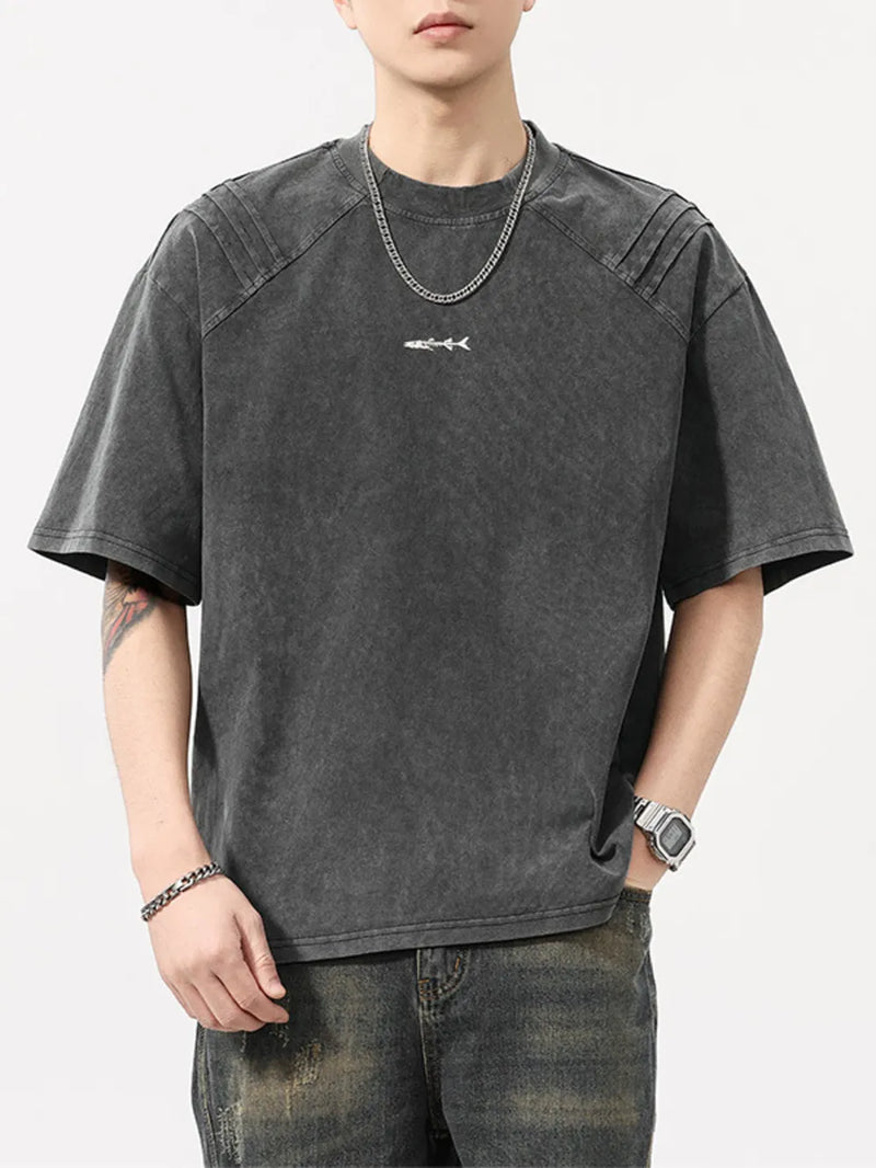 Men's Plus Size Vintage Washed Round Neck Tee 4