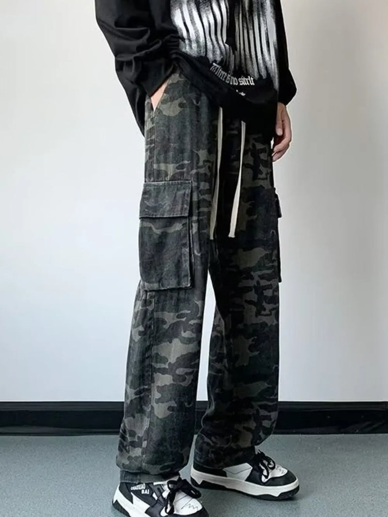 Men's Full Size Camouflage Wide Leg Cargo Jeans Plus Size 2