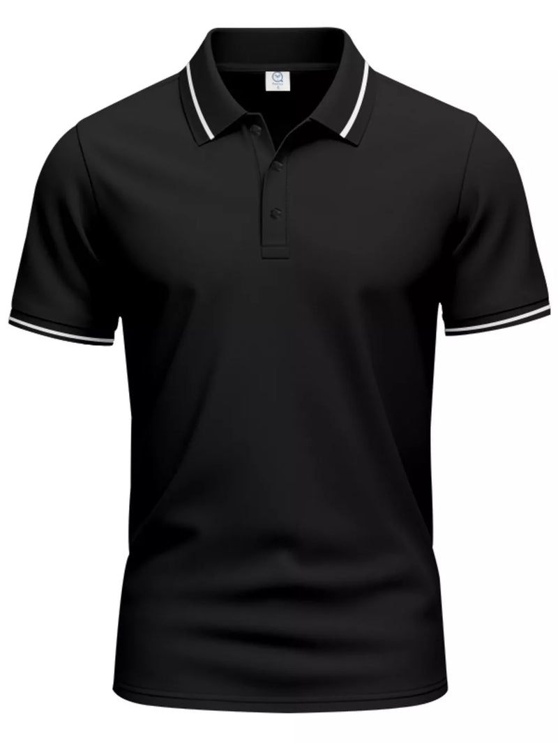 Men's Full Size Contrast Trim Short Sleeve Polo Plus Size 5