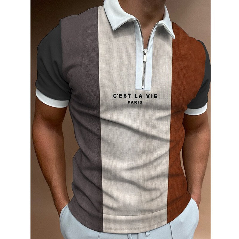 Silas Printed Stripe Polo Tee — PLS31