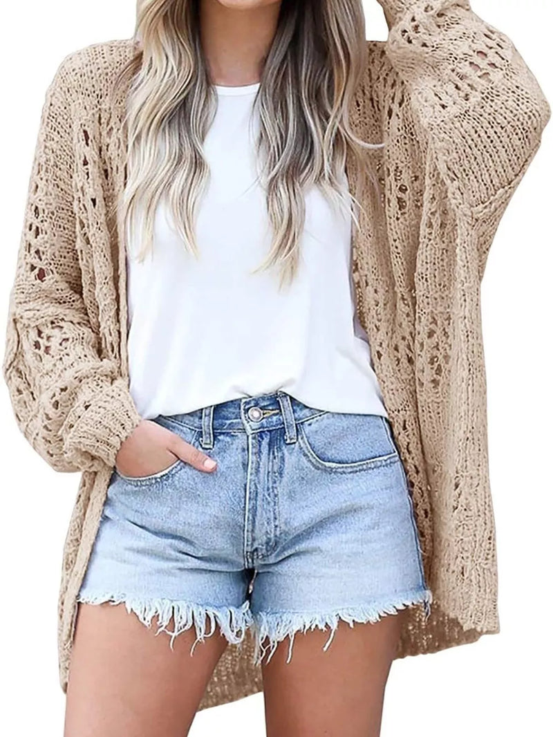 Openwork Open Front Lightweight Cardigan 6