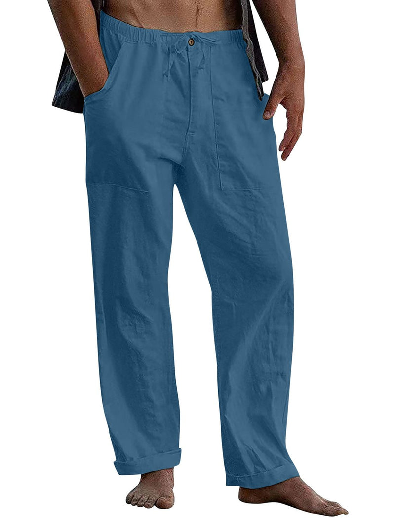 Men's Full Size Drawstring Straight Leg Pants Plus Size Peacock  Blue
