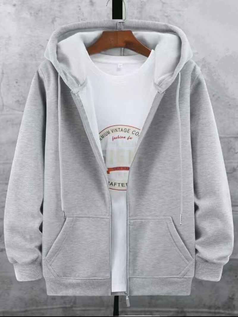 Men's Plus Size Fleece Lined Zip-Up Hoodie 7