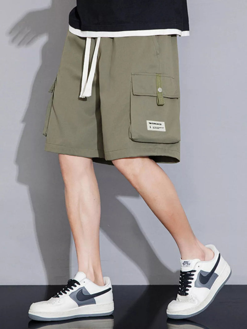 Men's Plus Size Casual Cargo Shorts with Drawstring 2