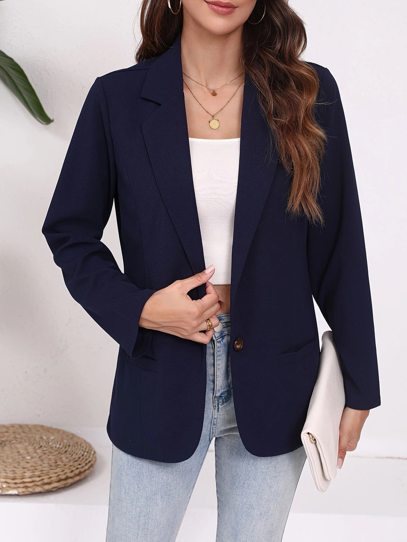 Refined Longline Cardigan Coat — Navy Blue