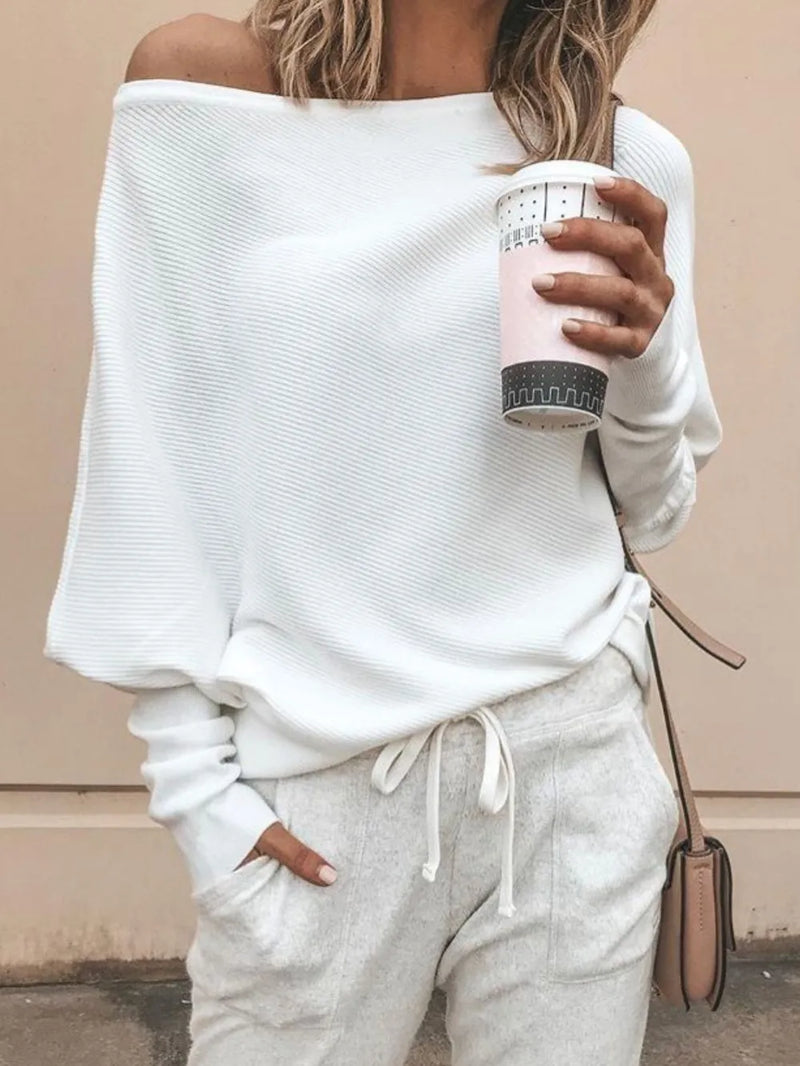Single Shoulder Ribbed Knit Top 2