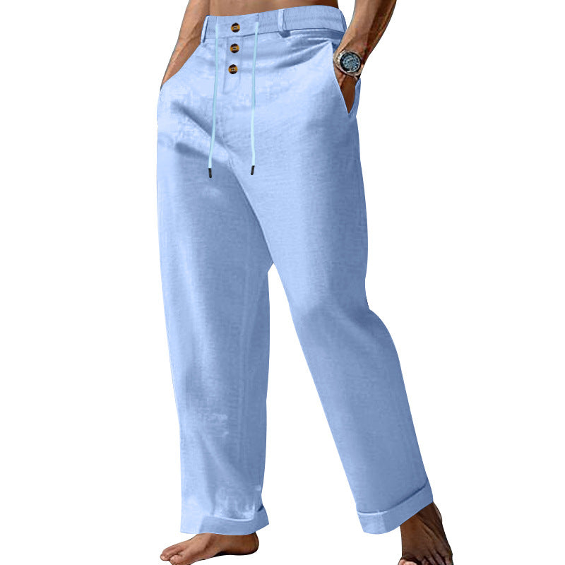 Cotton-Linen Straight Chinos 4