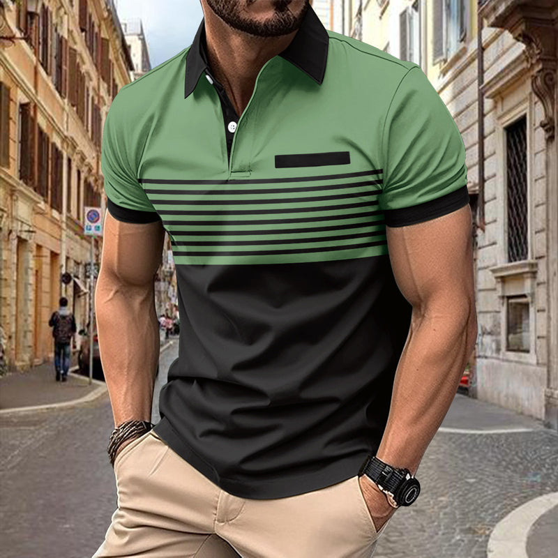 Owen Striped Chest-Pocket Shirt — Green
