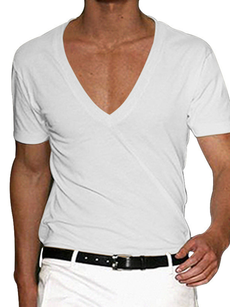 Men's Plus Size Deep V-Neck Slim Fit T-Shirt 4