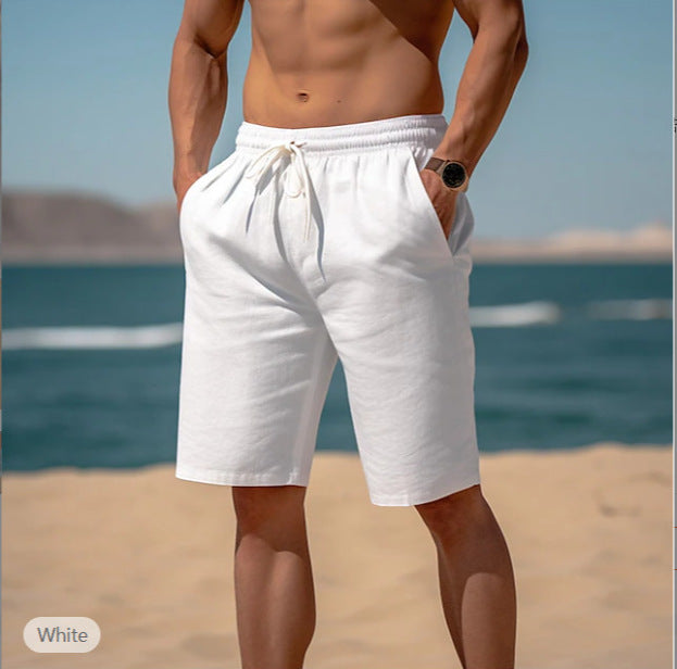 Arlo Drawstring Beach Shorts — White