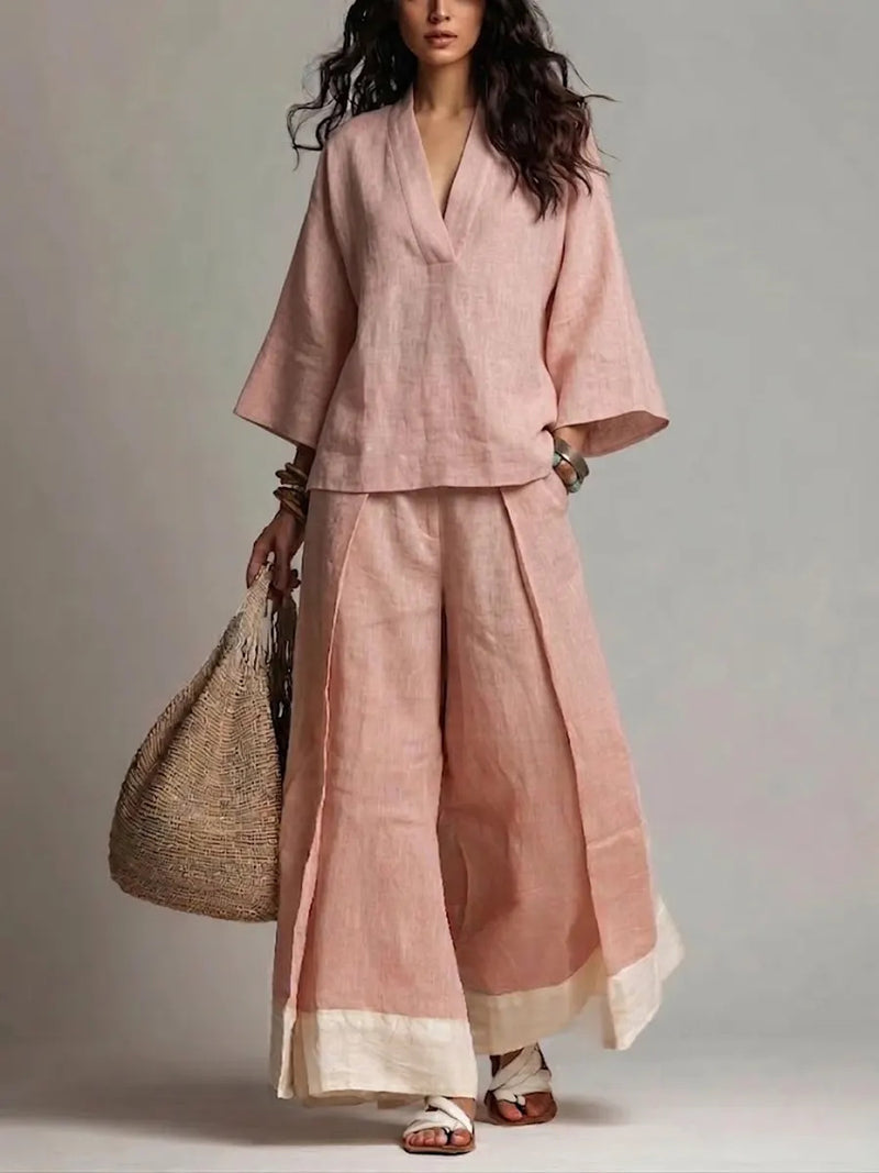 Côte Contrast-Hem Linen Co-ord Set 4