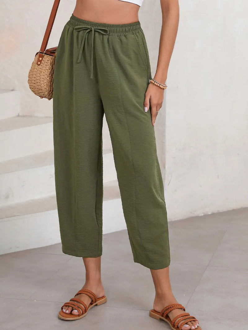 Drawstring Cropped Jogger Pants 5