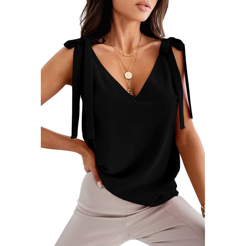 Paloma V-Neck Top in Black