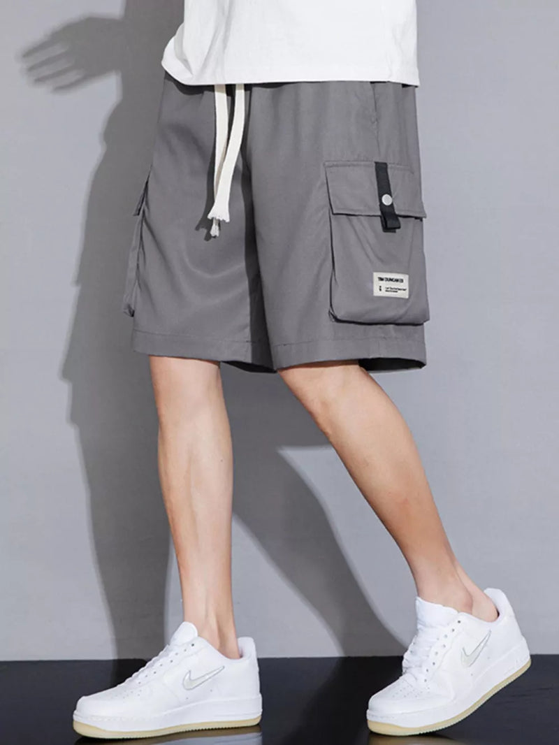 Men's Plus Size Casual Cargo Shorts with Drawstring 4