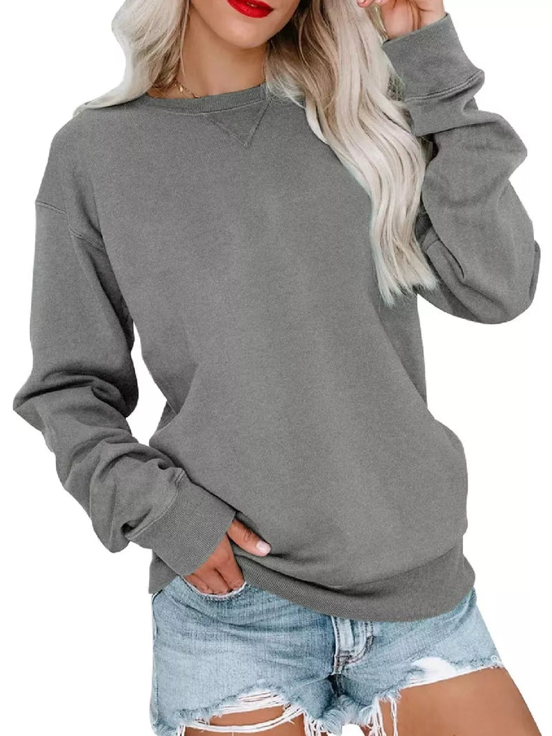 Casual Solid Color Crew Neck Sweatshirt 5
