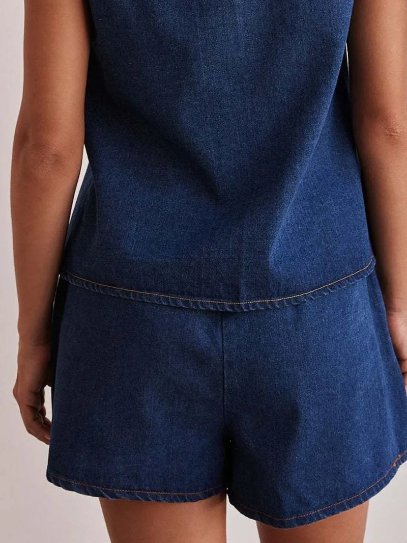 Elastic Waist Denim Shorts 4