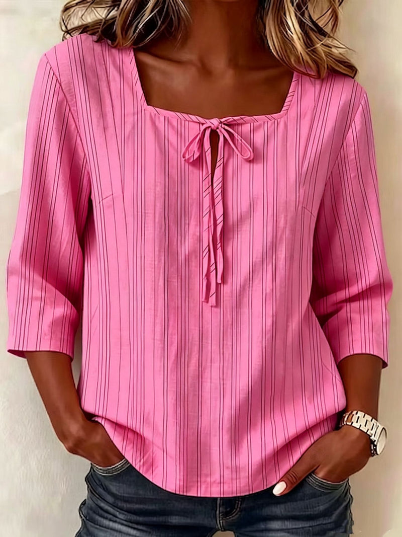 Loose-fit Casual Printed Lace-up Square-neck W 5