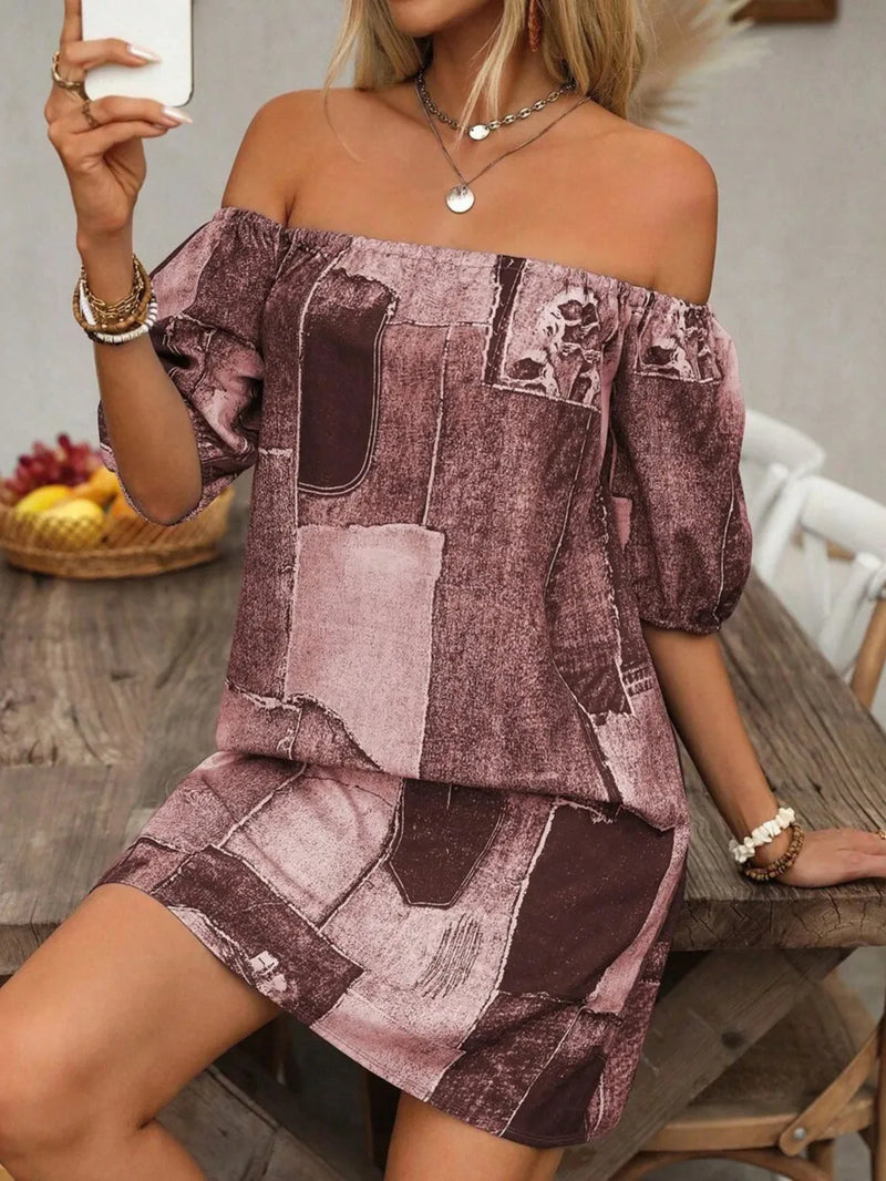 Patchwork Off Shoulder Denim Mini Dress 5