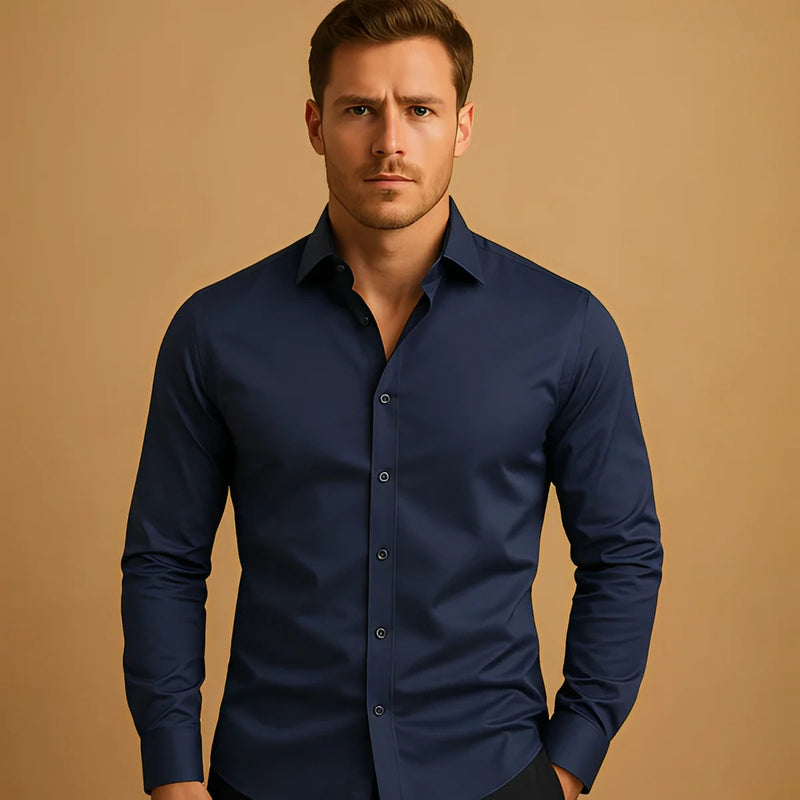 Adrian Navy Button-Down Shirt
