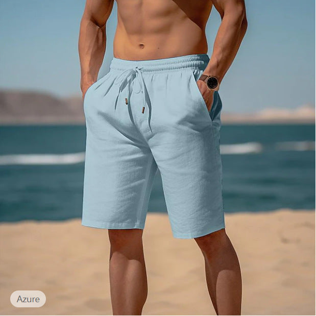 Arlo Drawstring Beach Shorts — Light Blue