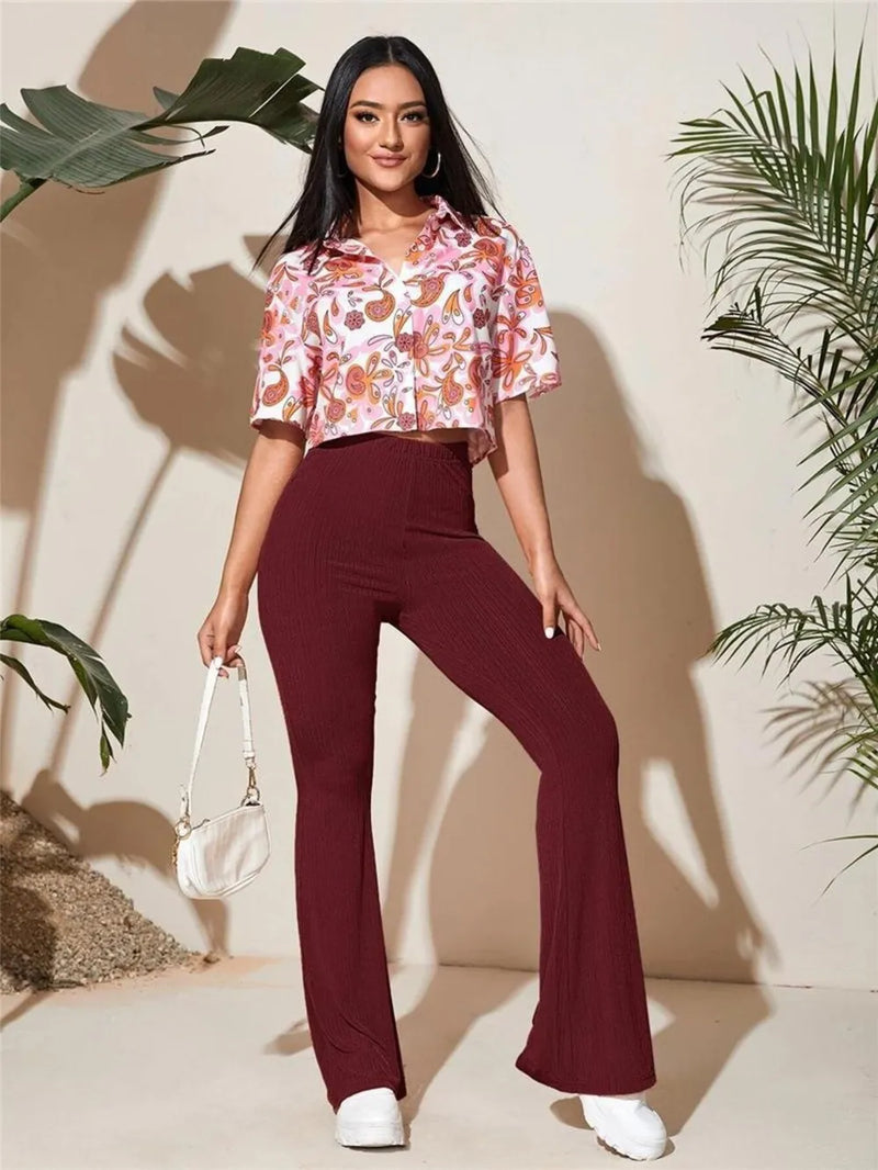 Full Size High-Waist Flare Active Pants Plus Size 6