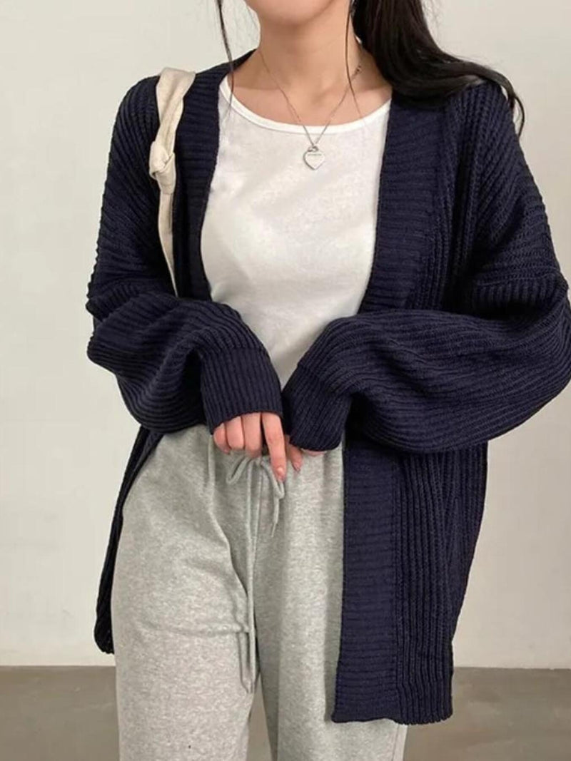 Open Front Oversized Knit Cardigan | Hazel & June Black