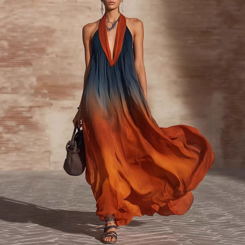 Sunset Ombre Halter Maxi