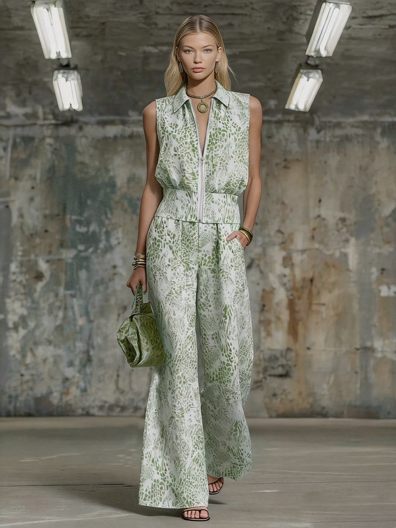 Sage Jacquard Vest & Wide-Leg Set 5